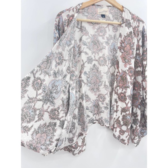 Universal Thread Cardigan Women's One Size 2XL Cotton Linen Boho Printed Coastal - Picture 3 of 8